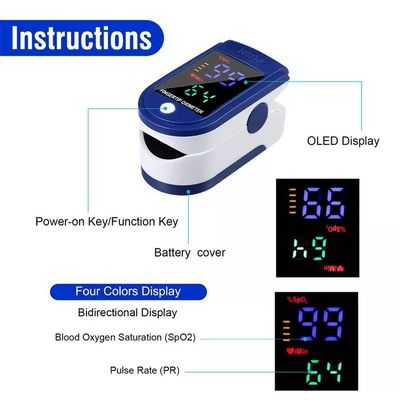 Ossimetro portatile tenuto in mano di impulso della punta delle dita di Digital dello schermo principale di colore