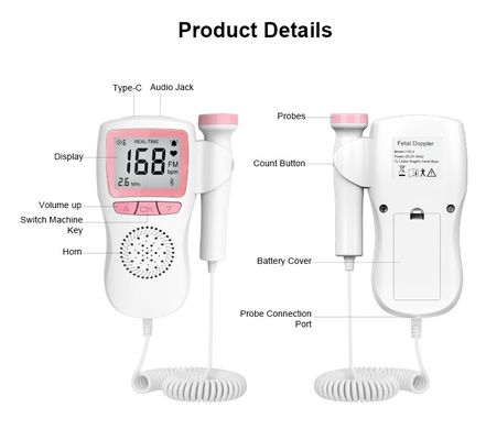 Il doppler portatile controlla il monitor fetale di battito cardiaco del bambino della macchina di doppler per le donne incinte